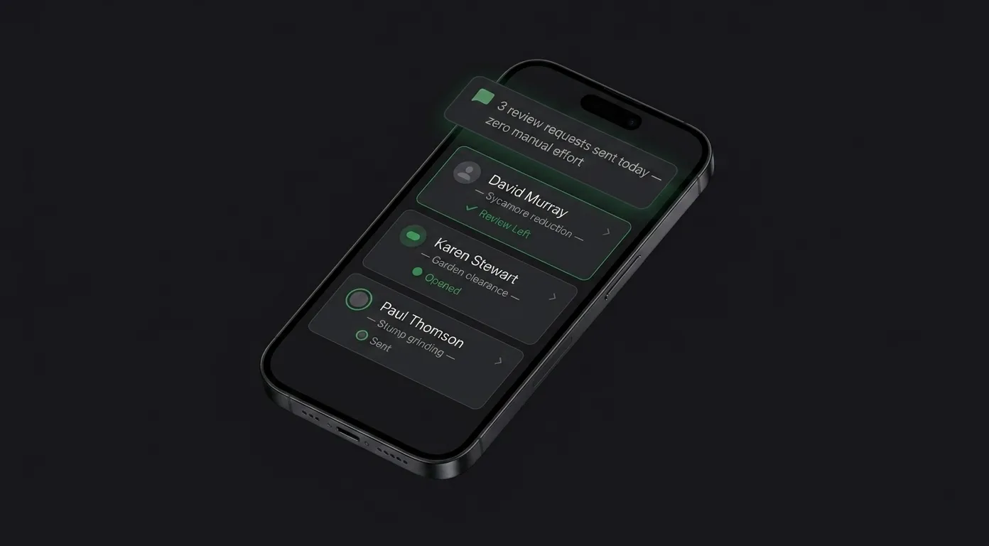 F4-Automated-Review-Collection-Card-1 Automated Review Collection for Tree Surgeons - Multiple automated review requests sent out without any effort