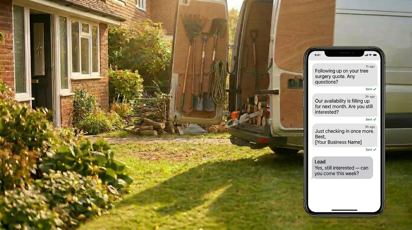 Leads being followed up automatically when tree surgeon is on a job