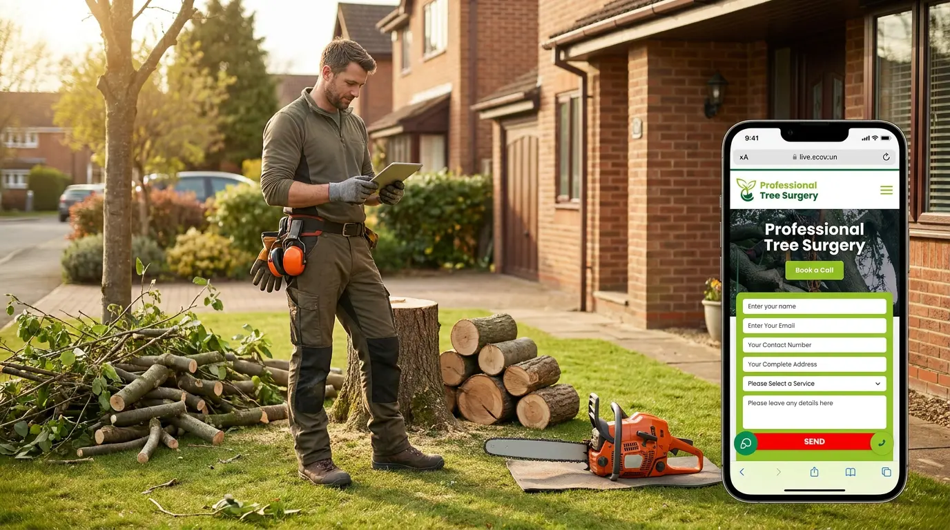 A tree surgeon getting website enquires from smart website
