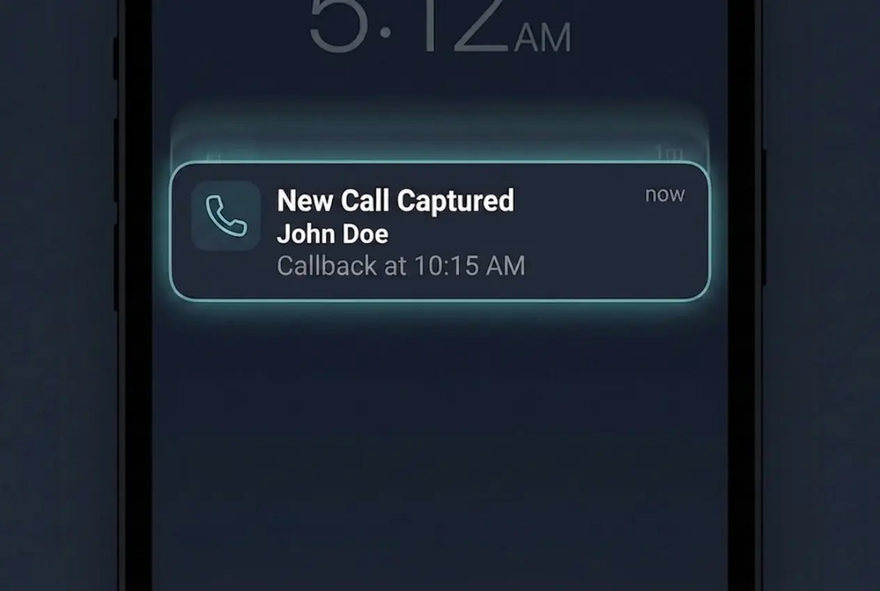 P5-S6-ai-receptionists-notification-mockup-v1 AI Receptionist for Tree Surgeons - Notification Mockup