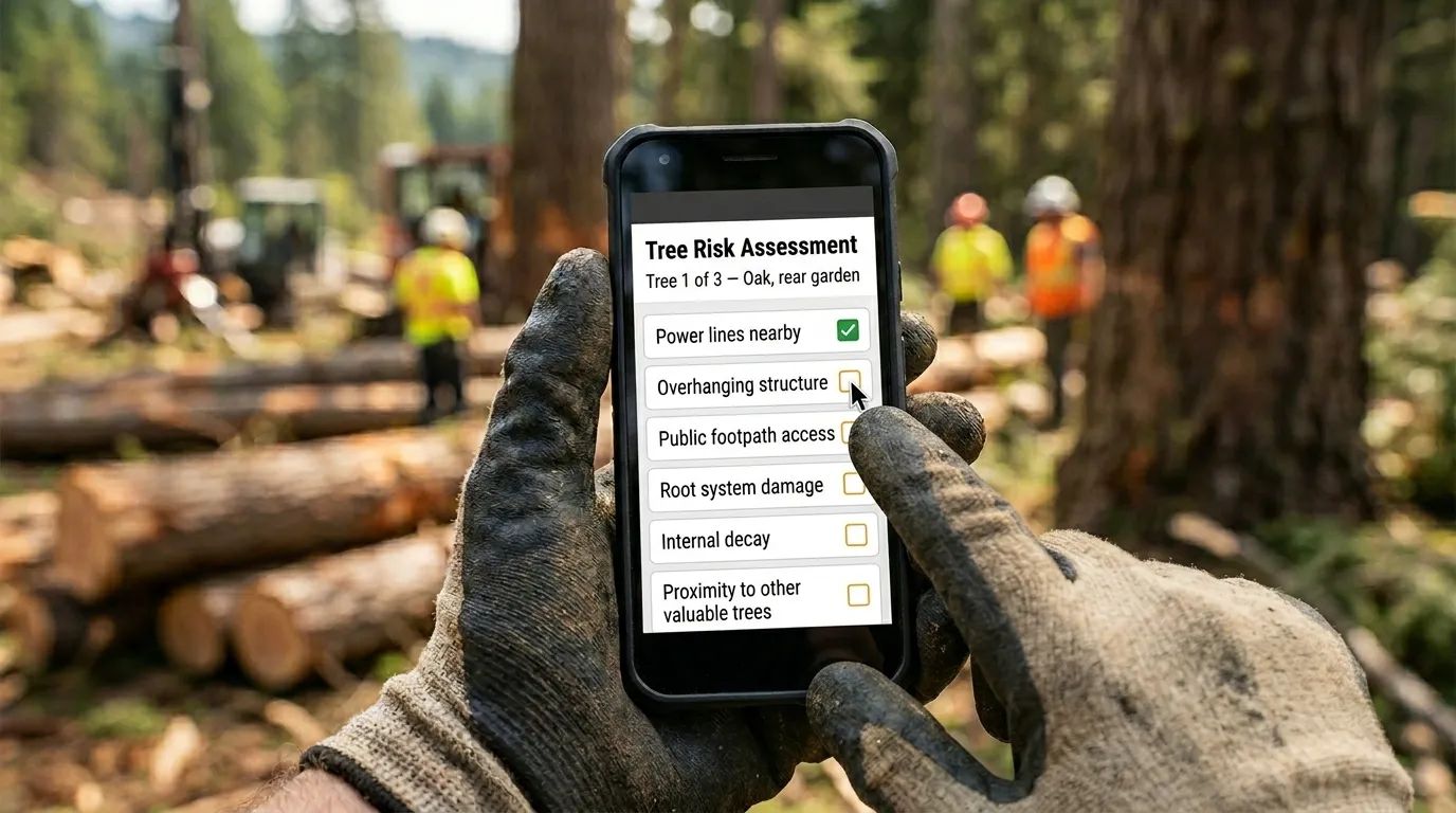 Screenshot of per-tree risk details entry screen on site
